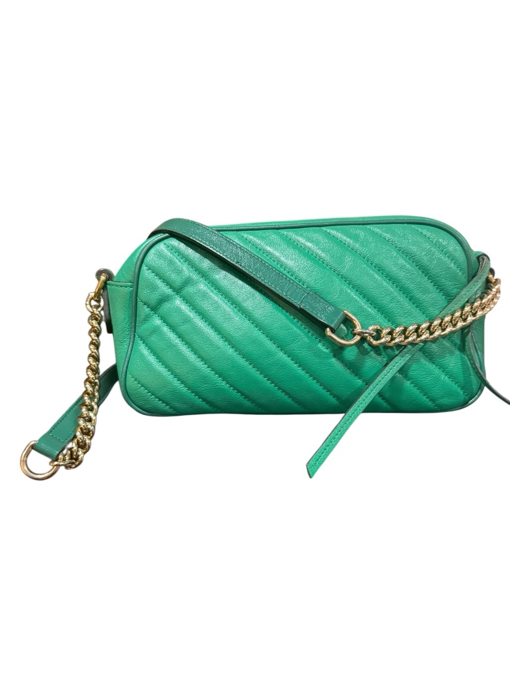 Gucci GG Marmont Small Camera Bag Green Matelassé Leather Crossbody Dustbag - Picture 6 of 15